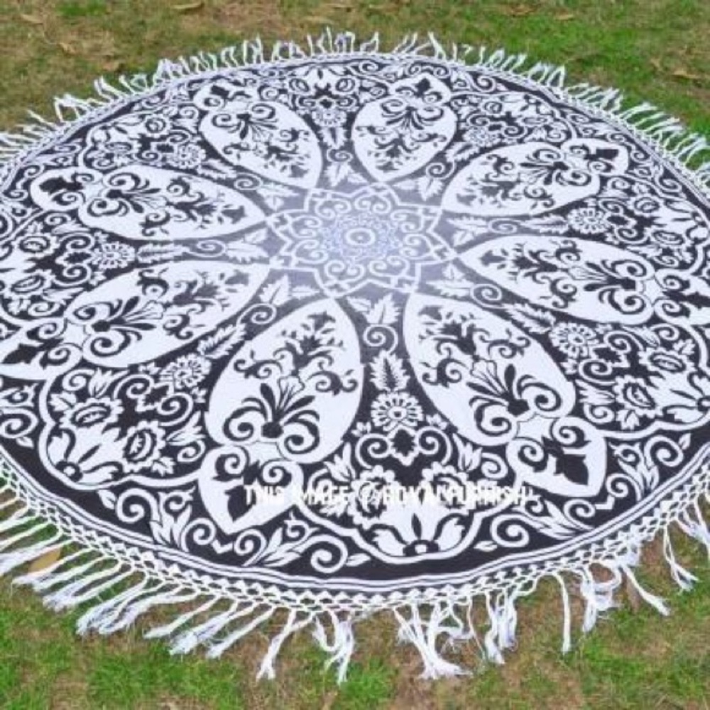 Multi color large round mandala beach blanket